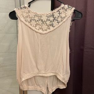 Pol blush pink tie back shirt
